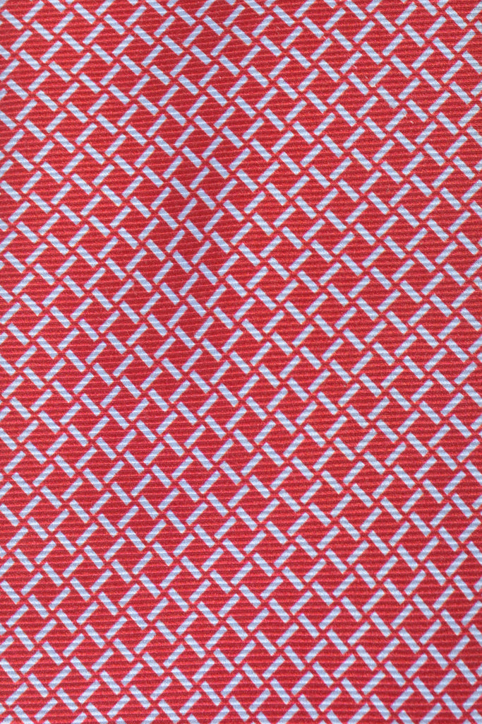 Ermenegildo Zegna Sky Blue on Red Geometric Print Tie