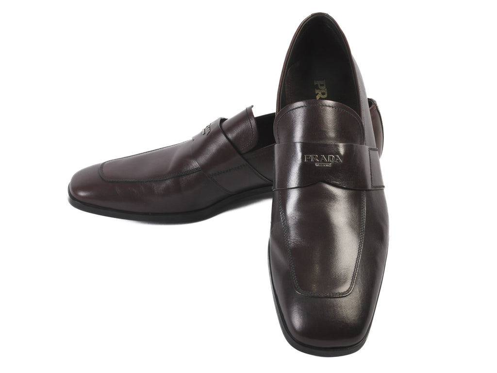 Prada Dark Brown Cordovan Calzature Loafers