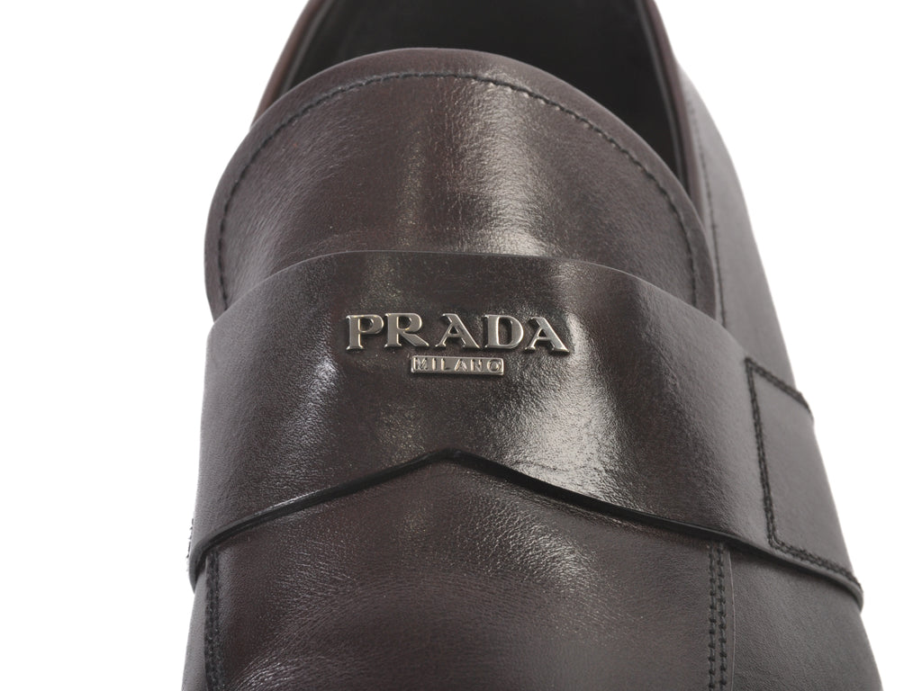 Prada Dark Brown Cordovan Calzature Loafers