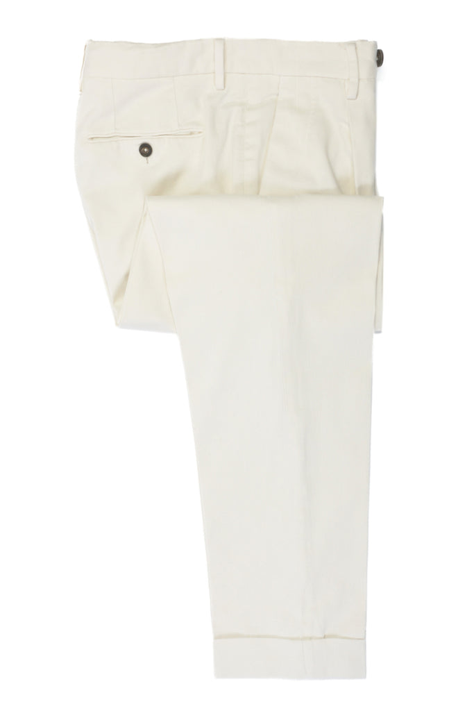 Zegna Off White Twill Pleated Trousers