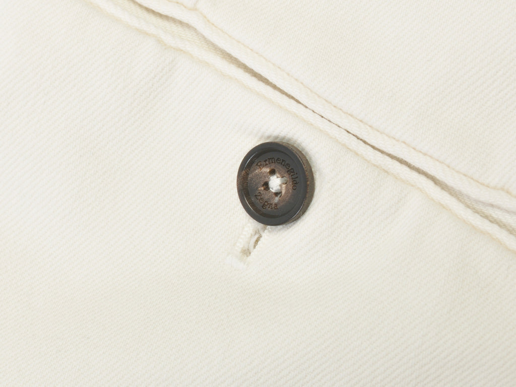 Zegna Off White Twill Pleated Trousers