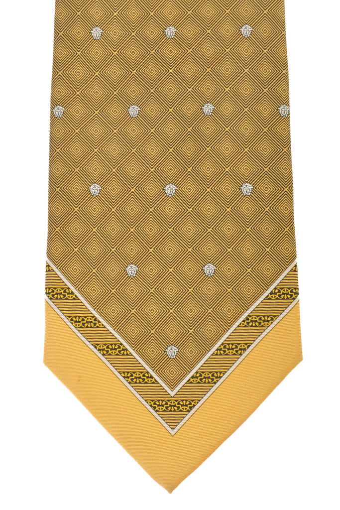 Gianni Versace Vintage Golden Yellow Print Tie