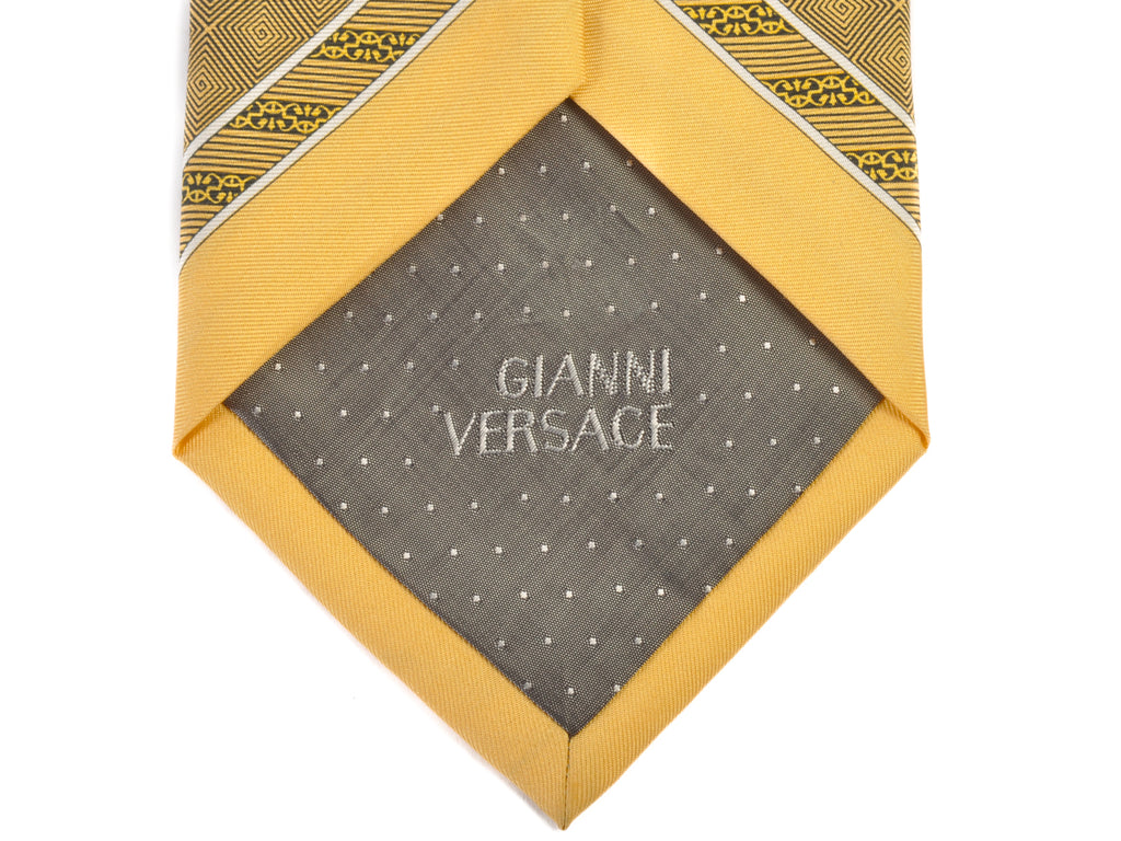Gianni Versace Vintage Golden Yellow Print Tie