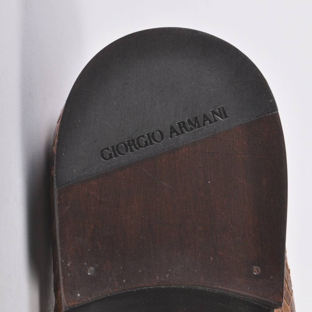 Giorgio Armani Brown Snakeskin Loafers