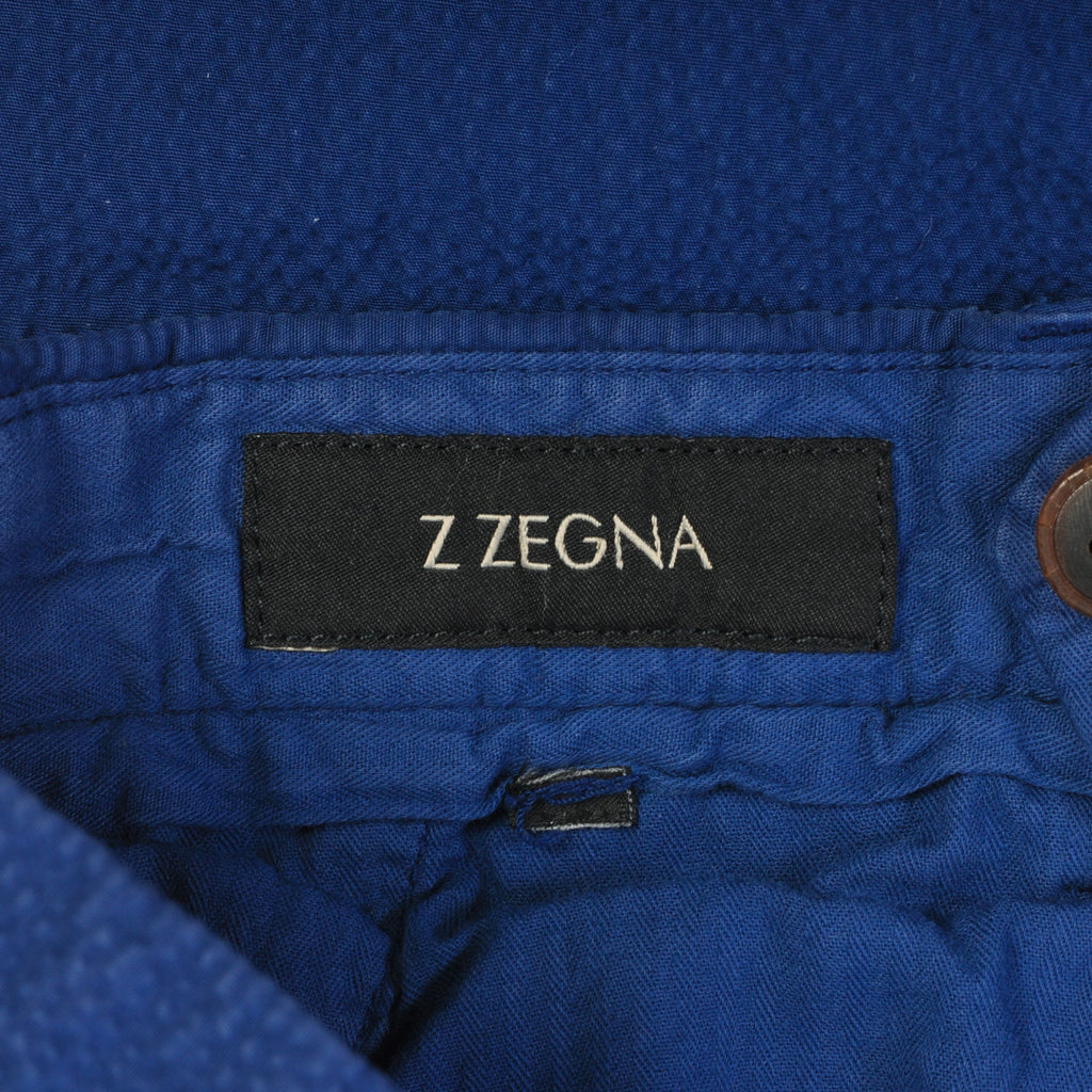 ZZegna Blue Garment Dyed Seersucker Shorts