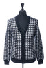 Kiton White on Black Houndstooth Cashmere Cardigan Sweater