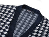 Kiton White on Black Houndstooth Cashmere Cardigan Sweater