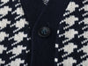 Kiton White on Black Houndstooth Cashmere Cardigan Sweater