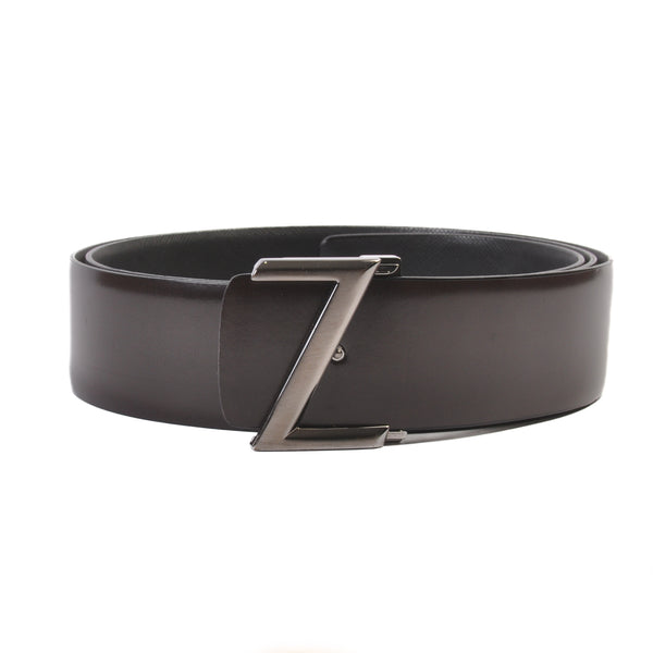Zegna Dark Brown and Black Reversible Belt