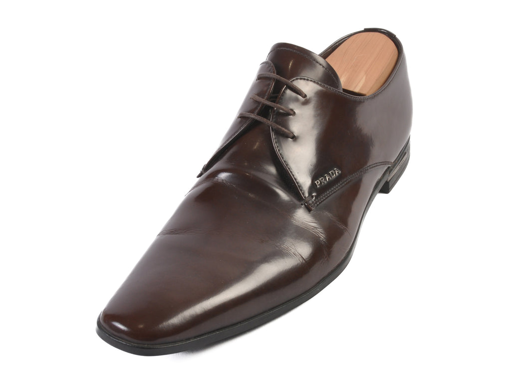 Prada Brown Leather Derby Shoes