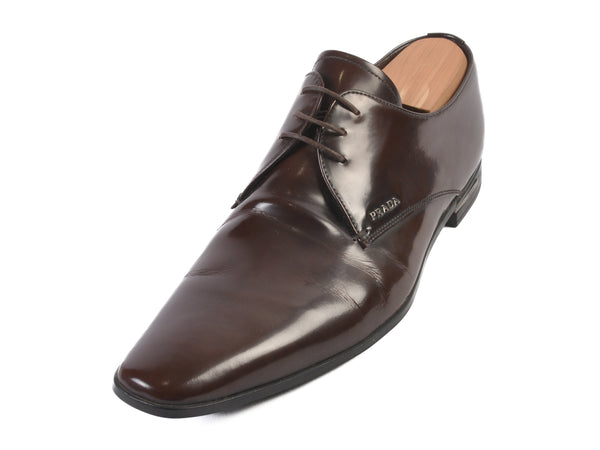 Prada Brown Leather Derby Shoes