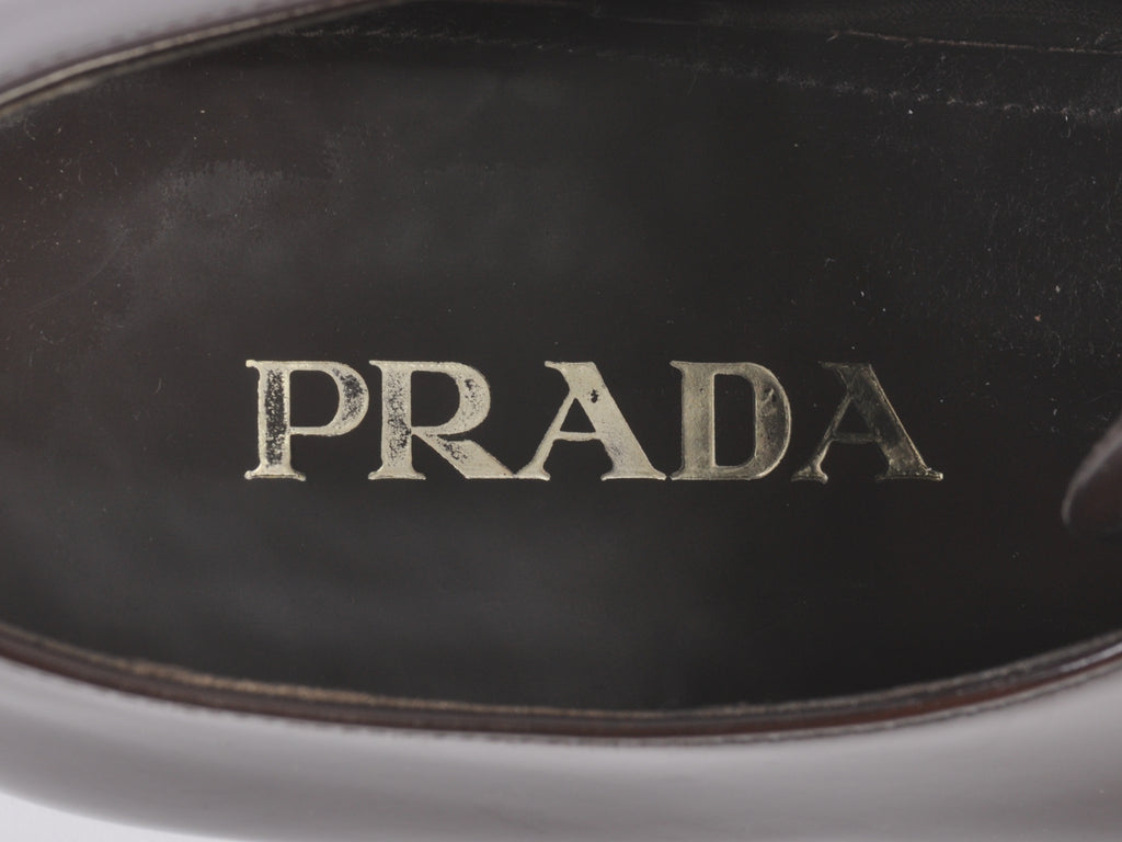Prada Brown Leather Derby Shoes