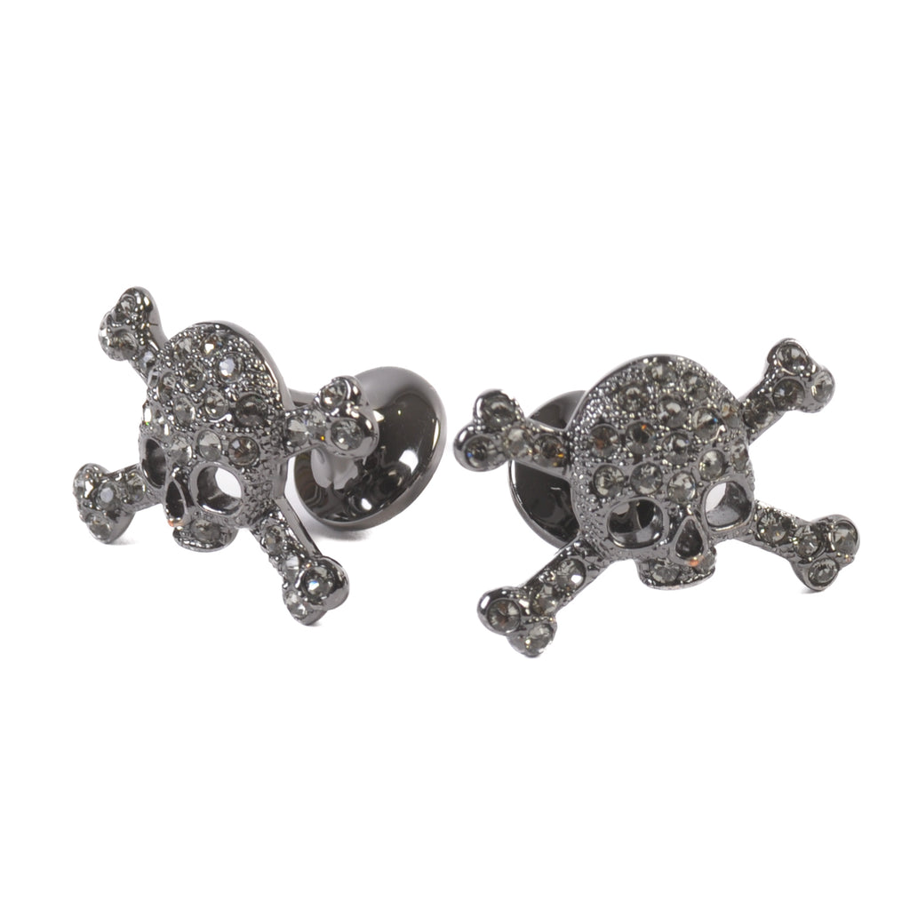 Vivienne Westwood Black Jeweled Skull and Crossbones Cufflinks