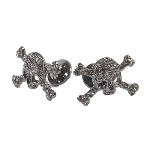 Vivienne Westwood Black Jeweled Skull and Crossbones Cufflinks