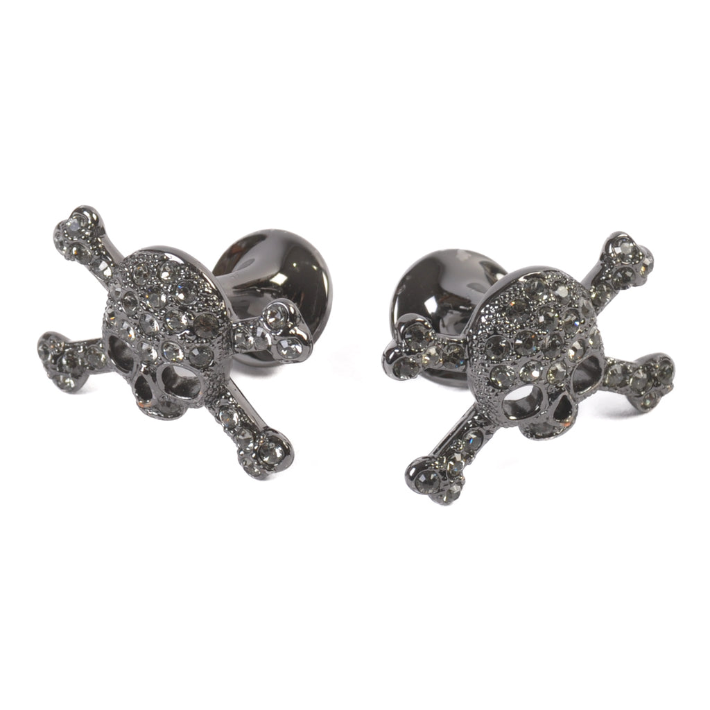 Vivienne Westwood Black Jeweled Skull and Crossbones Cufflinks