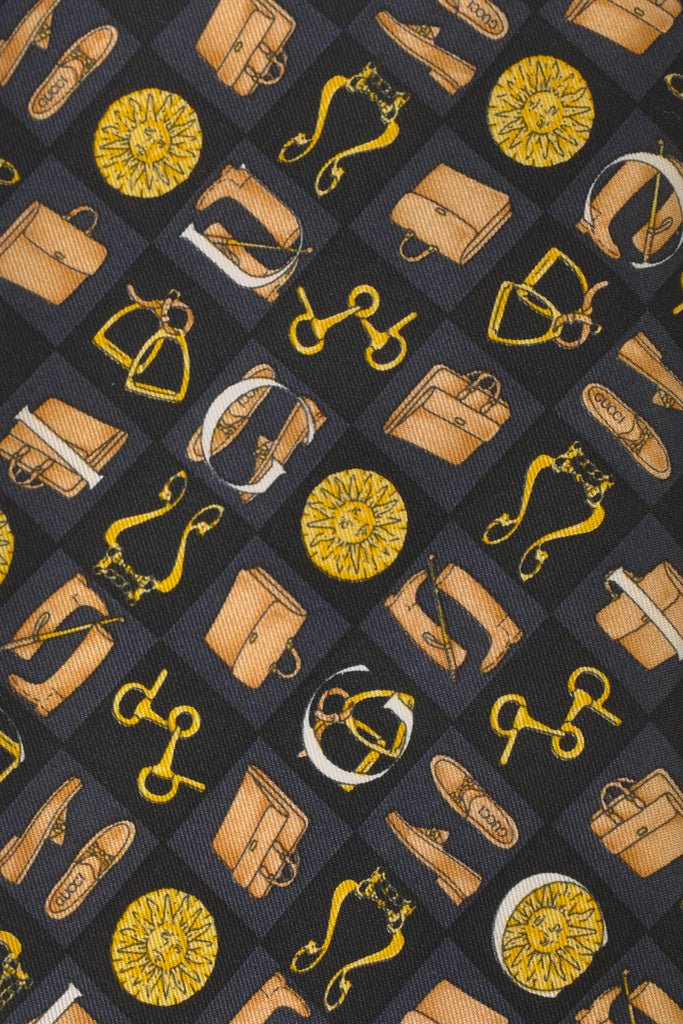 Gucci Gold on Black Print Tie