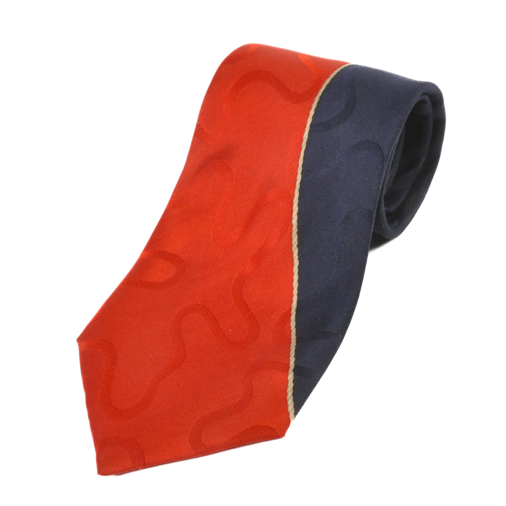 Claude Montana Paris Red on Navy Printed Tie