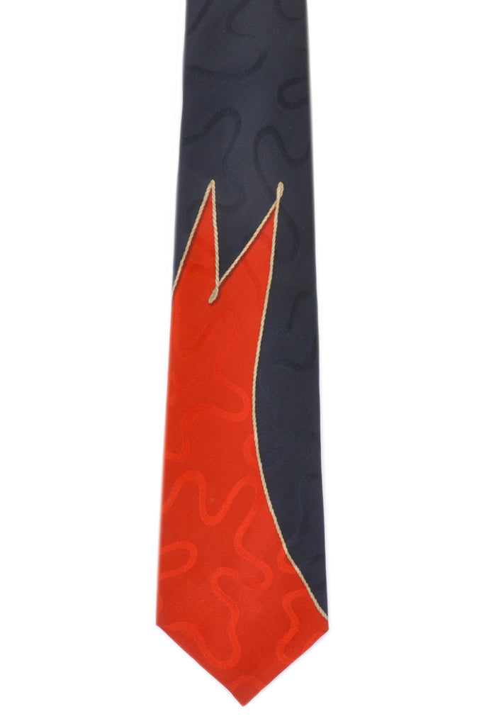 Claude Montana Paris Red on Navy Printed Tie