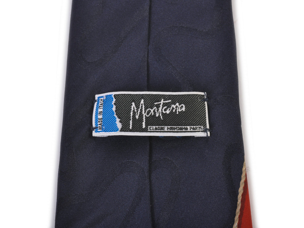 Claude Montana Paris Red on Navy Printed Tie