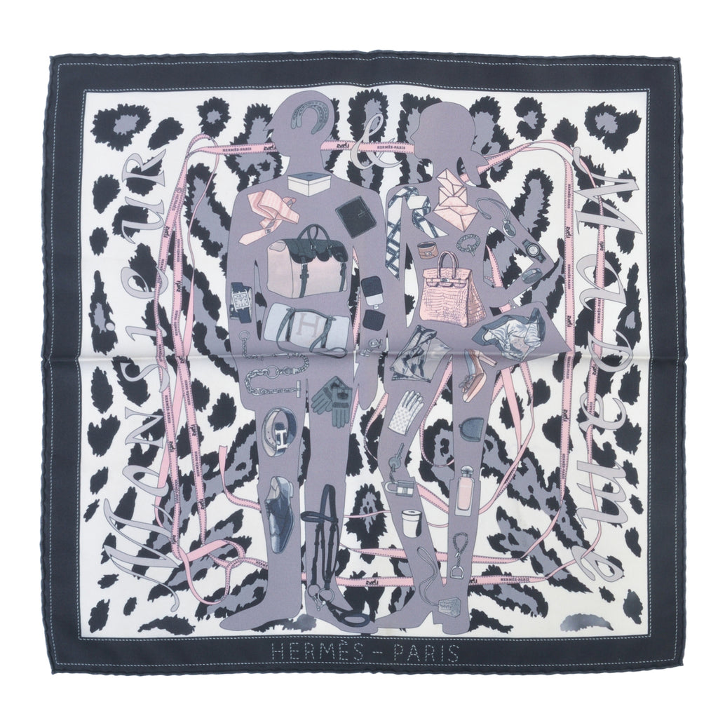 Hermes Monsieur et Madame Print Pocket Square