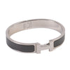 Hermes Black Enamel on Silver H Bracelet