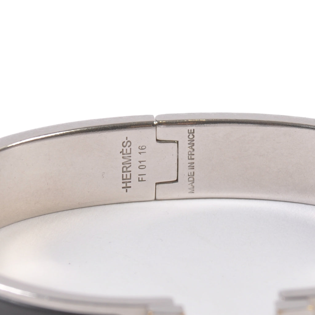 Hermes Black Enamel on Silver H Bracelet