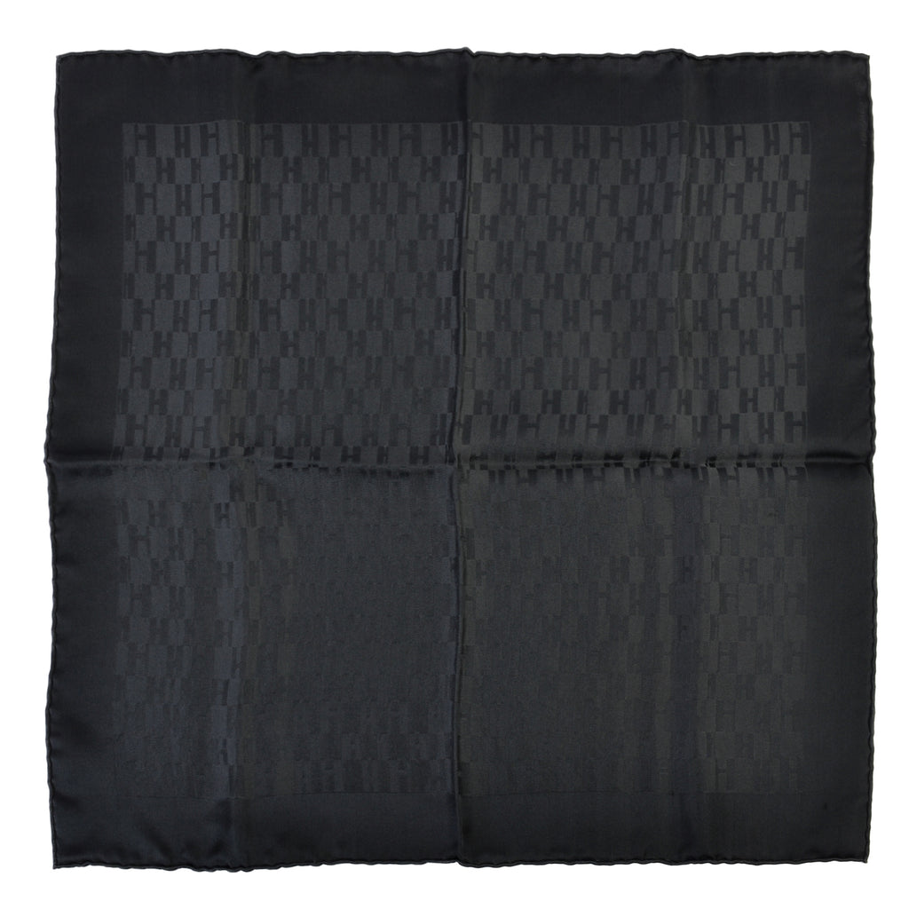 Hermes Petrol Grey Pochette Faconnee Grand H Pocket Square