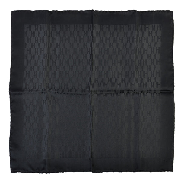 Hermes Petrol Grey Pochette Faconnee Grand H Pocket Square