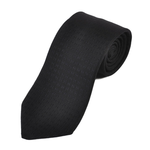 Hermes Black Faconnee H Tie