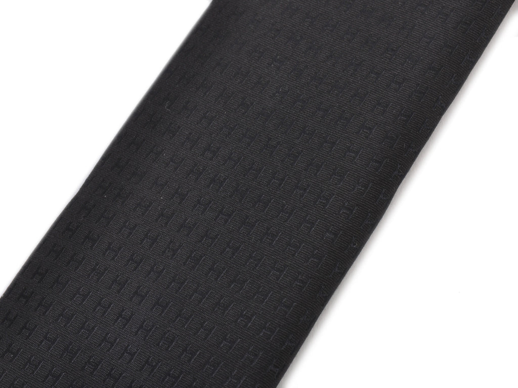 Hermes Black Faconnee H Tie