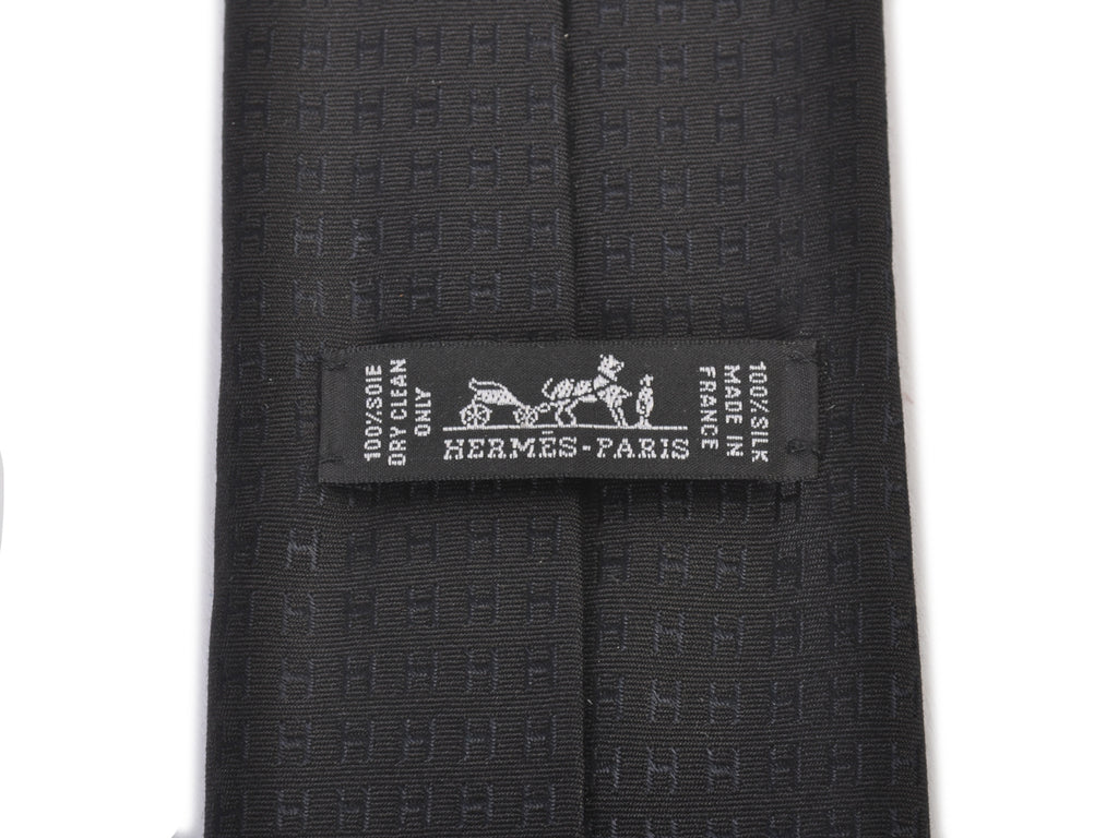 Hermes Black Faconnee H Tie