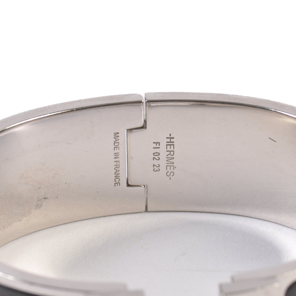 Hermes Black Enamel Black on Silver Clic Clac H Bracelet