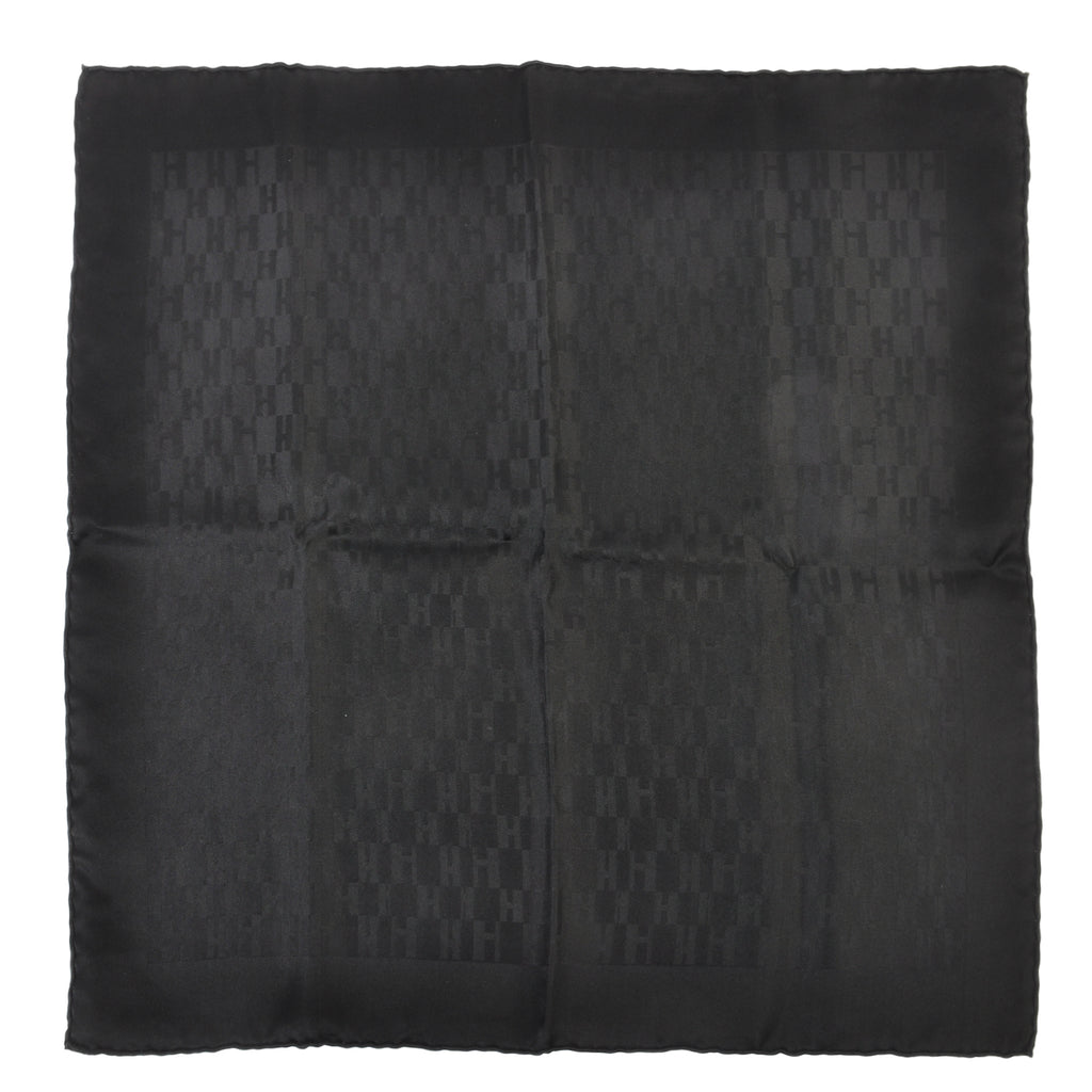 Hermes Black Pochette Faconnee Grand H Pocket Square