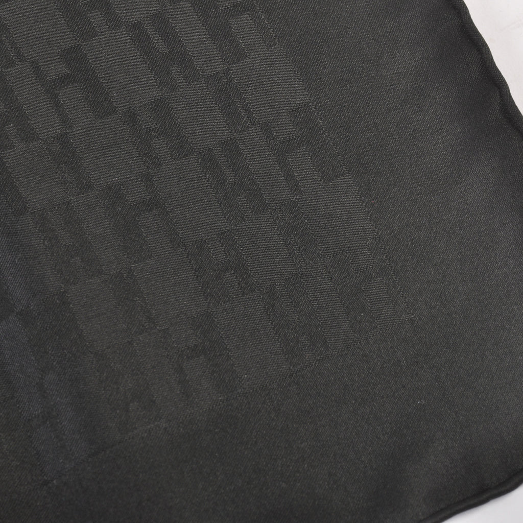 Hermes Black Pochette Faconnee Grand H Pocket Square