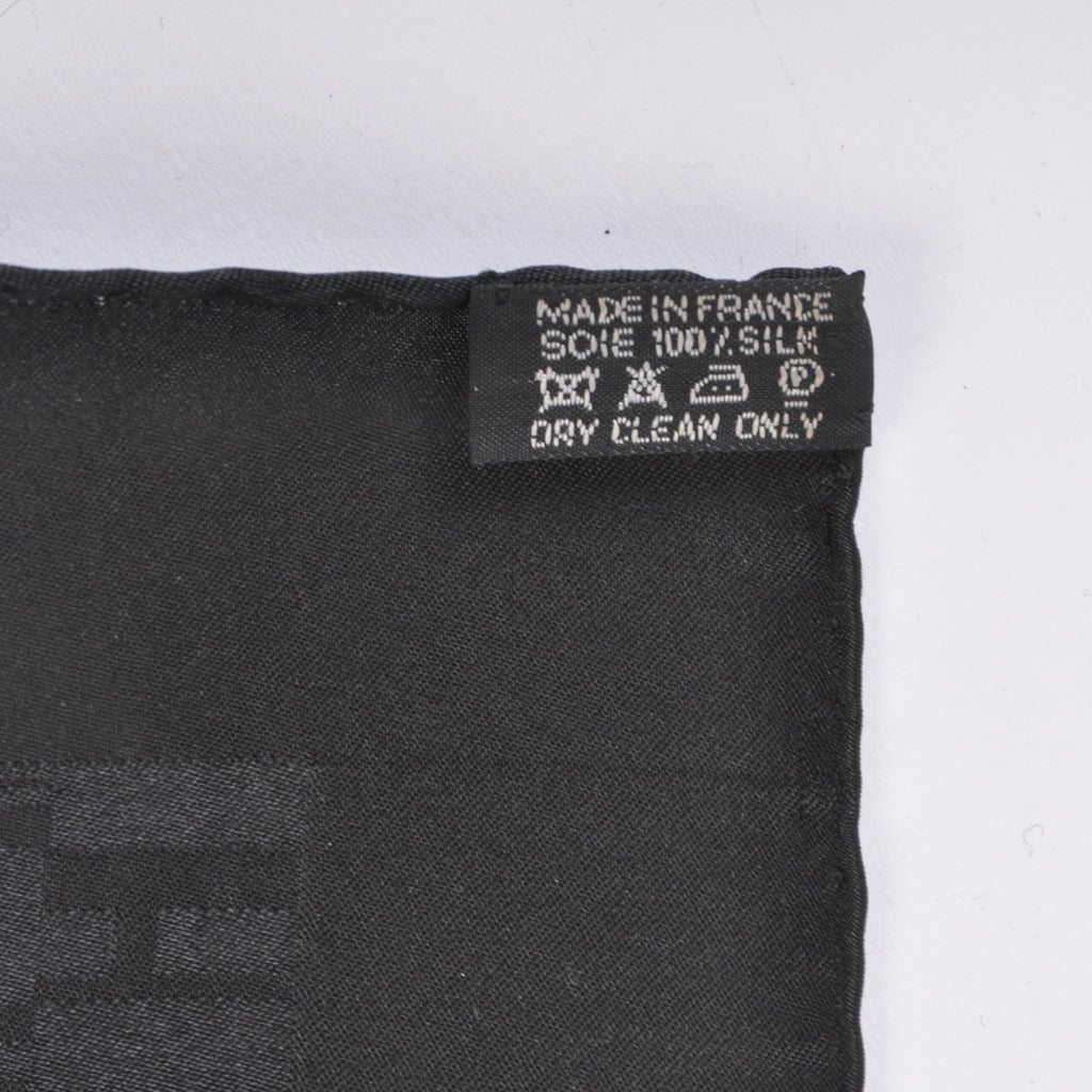 Hermes Black Pochette Faconnee Grand H Pocket Square