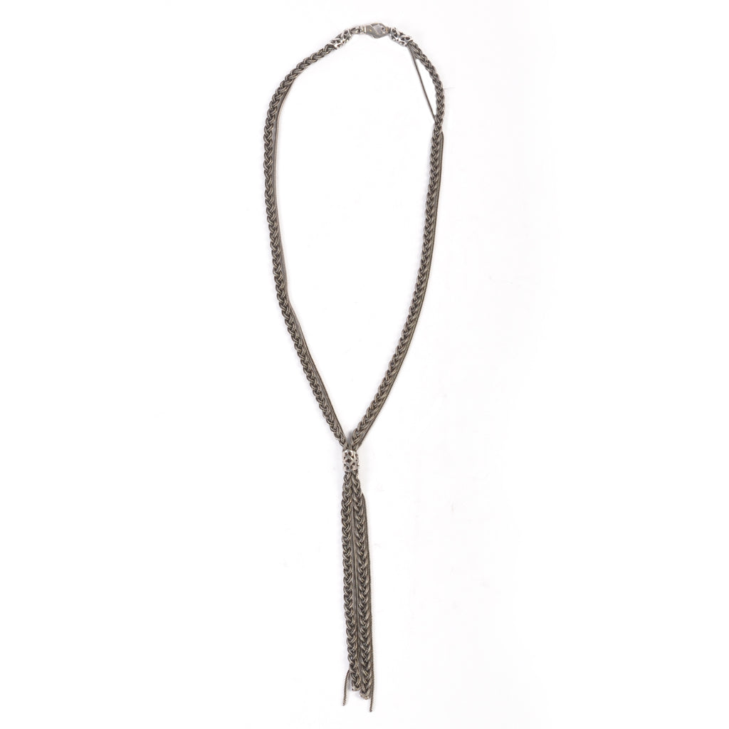 Emanuele Bicocchi Silver Braided Tie Necklace