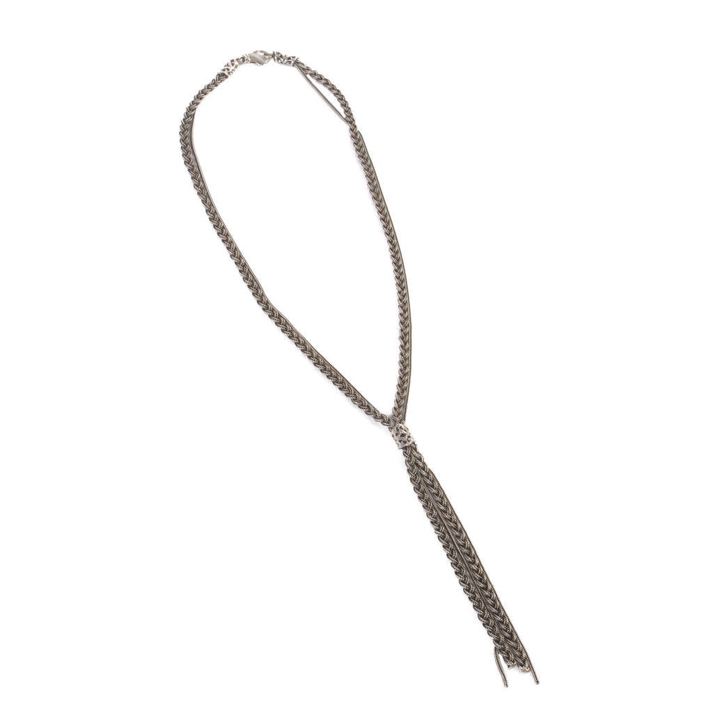 Emanuele Bicocchi Silver Braided Tie Necklace