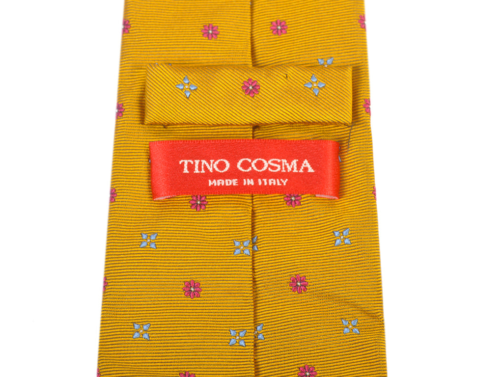 Tino Cosma Golden Yellow Floral Patterned Tie