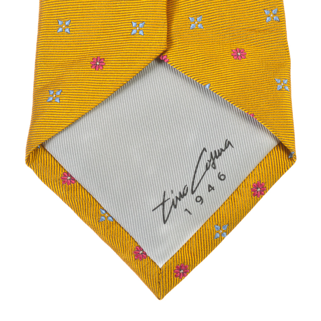 Tino Cosma Golden Yellow Floral Patterned Tie