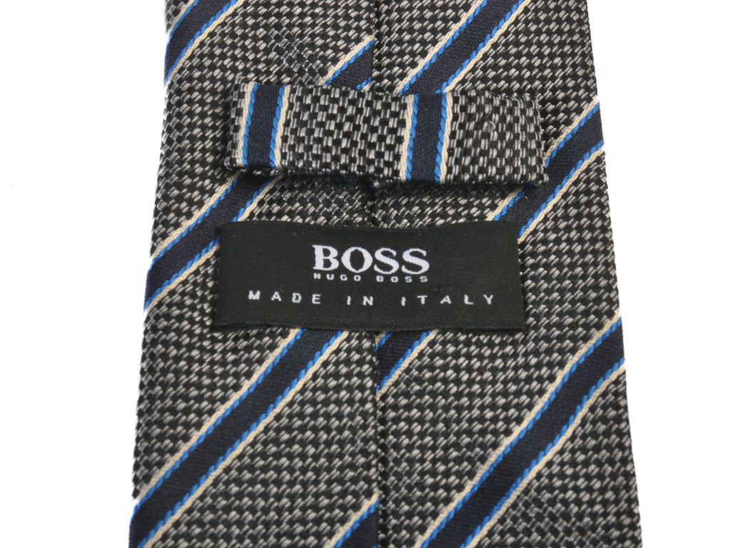 Hugo Boss Blue on Grey Striped Tie