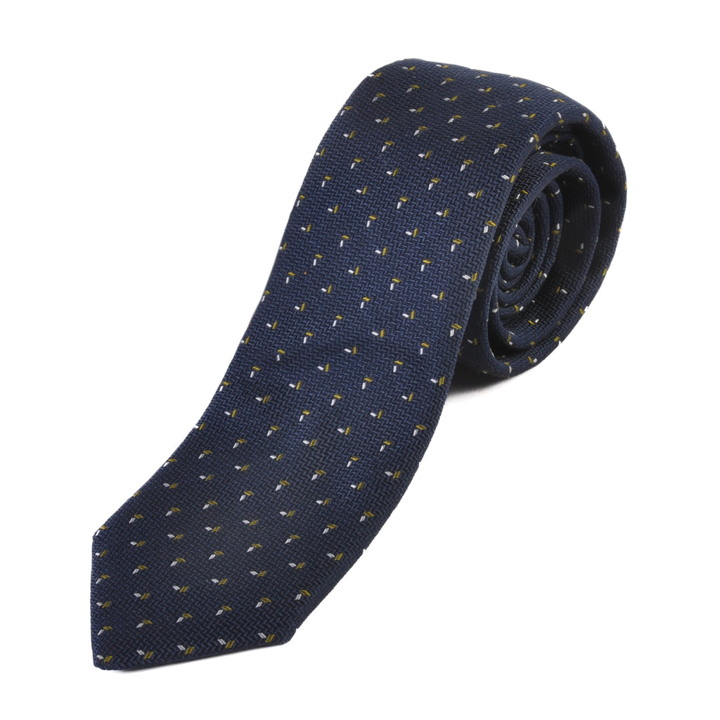 Hugo Boss NWT Navy Blue Geometric Patterned Tie