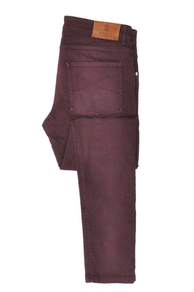 Brunello Cucinelli Wine Red Skinny Fit Jeans