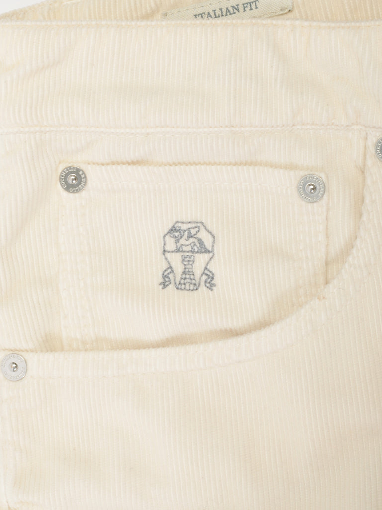 Brunello Cucinelli Ivory Italian Fit Corduroy Pants