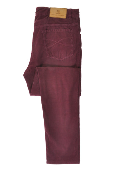 Brunello Cucinelli Burgundy Italian Fit Corduroy Pants