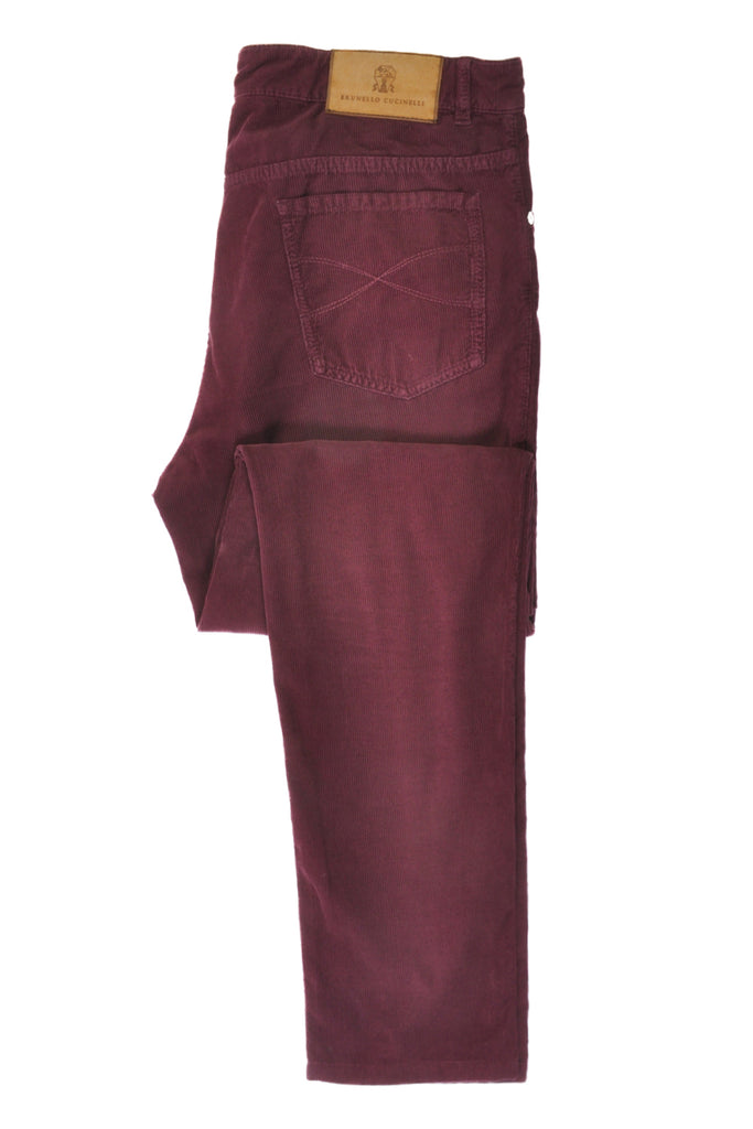 Brunello Cucinelli Burgundy Italian Fit Corduroy Pants