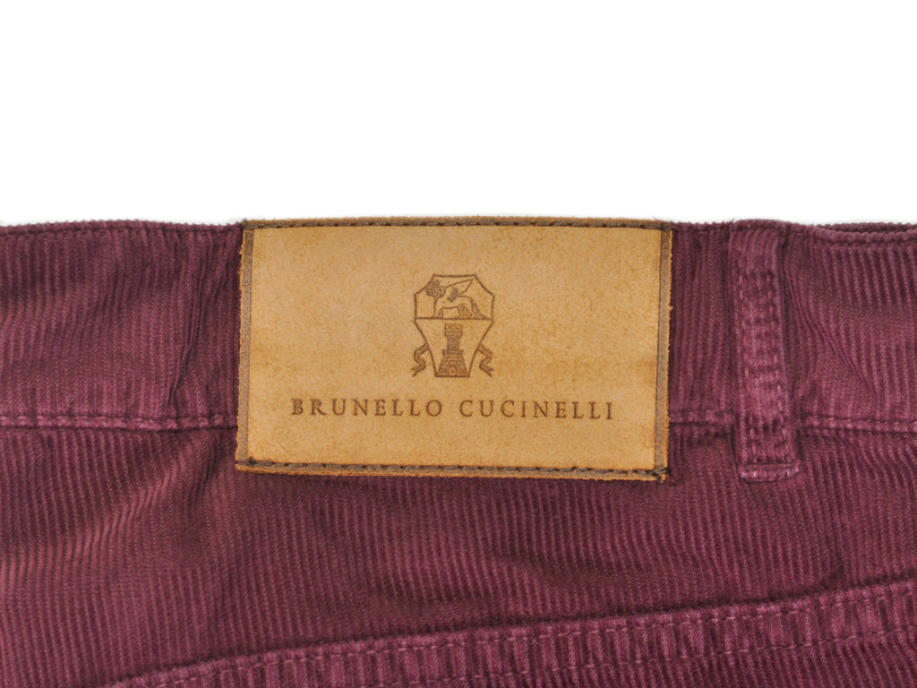 Brunello Cucinelli Burgundy Italian Fit Corduroy Pants