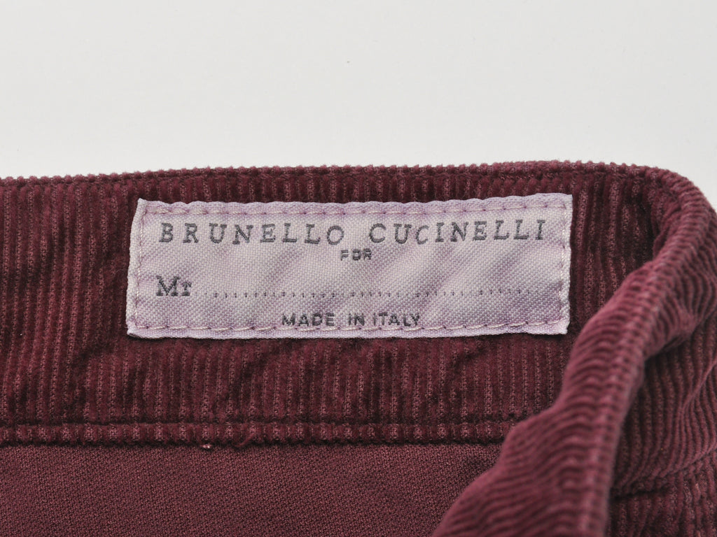Brunello Cucinelli Burgundy Italian Fit Corduroy Pants