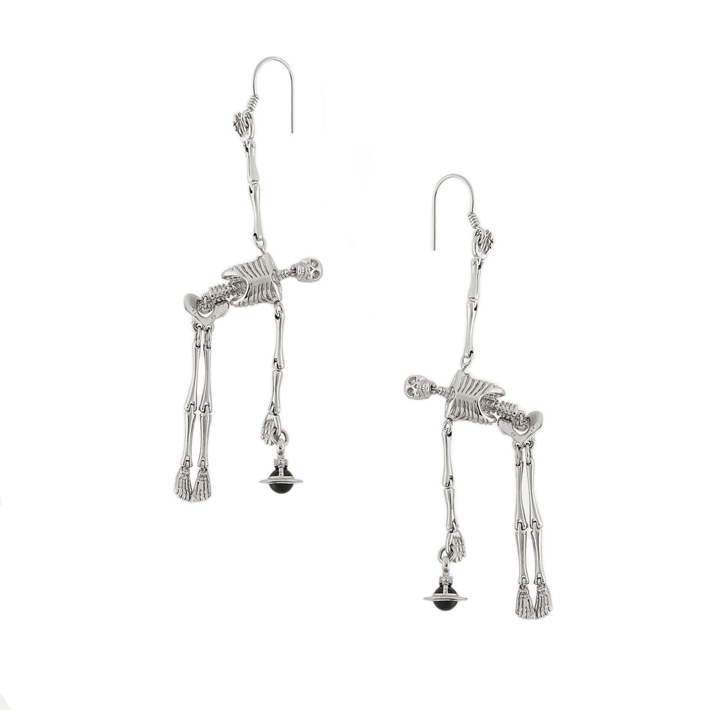 Vivienne Westwood Platinum Tagged Hoop Earings