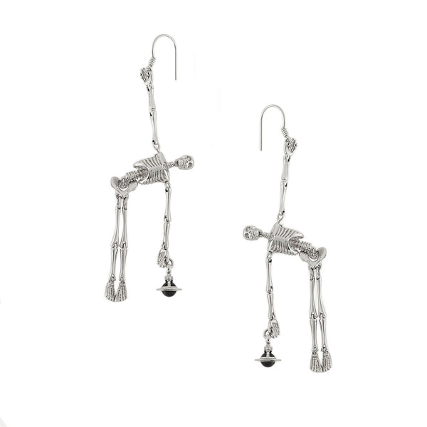 Vivienne Westwood Platinum Tagged Hoop Earings