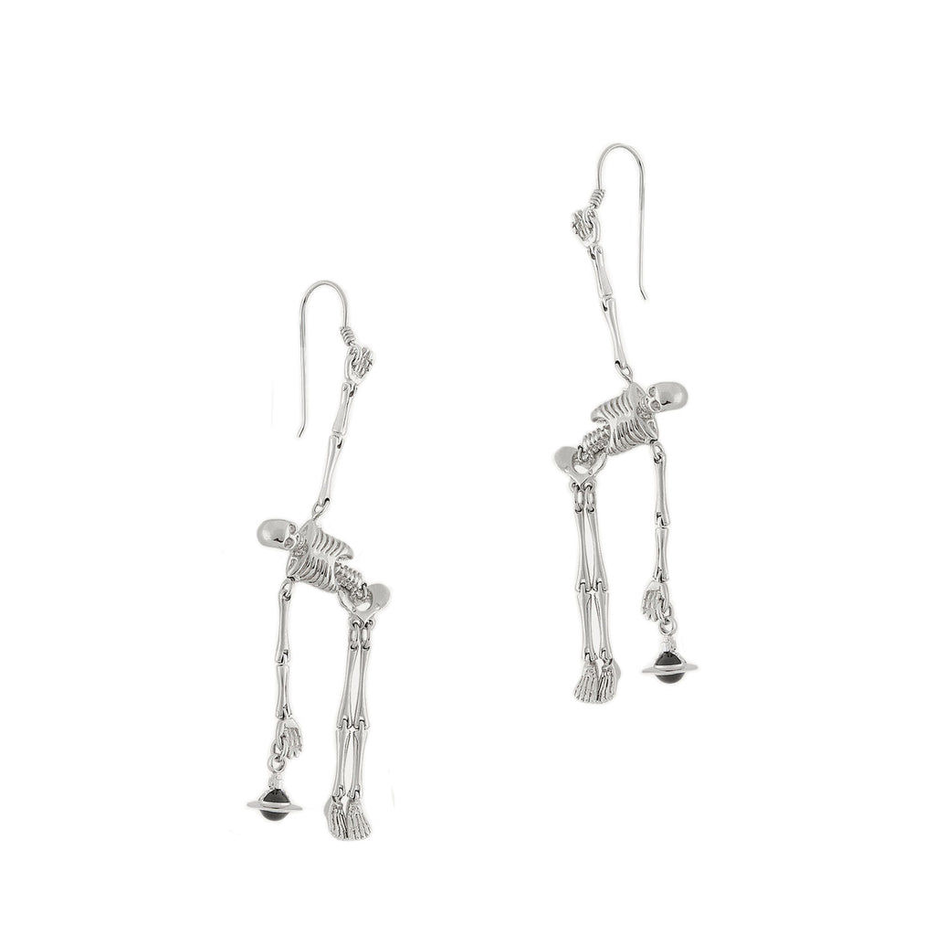 Vivienne Westwood Platinum Tagged Hoop Earings